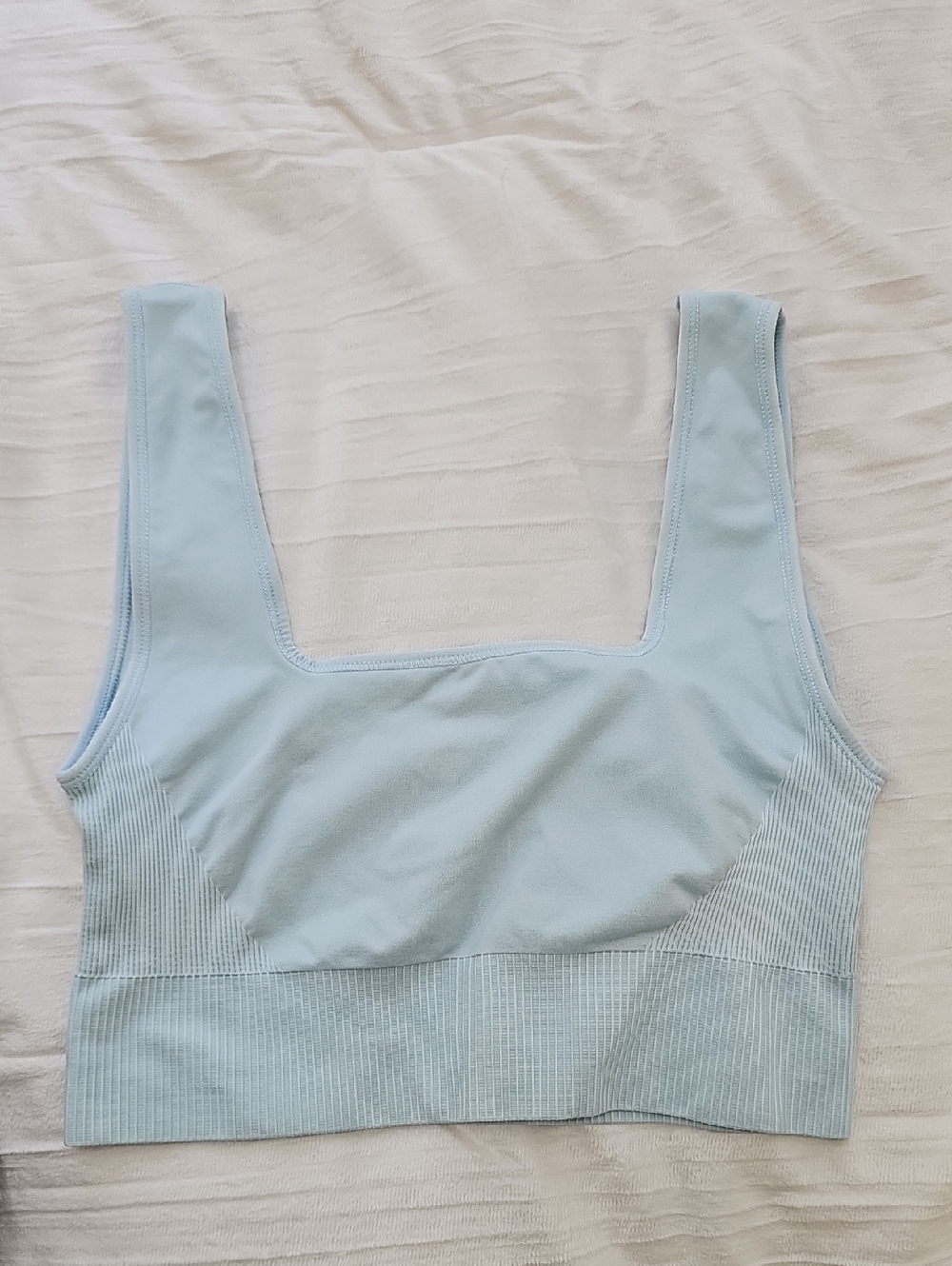 Sweaty Betty Light Blue Square Neck Seamless Bra
